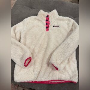 Vineyard Vines Cream Fleece Jacket with Pink Details